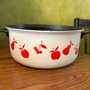 Vintage Decorative Cookware pot with Red Fruit Design